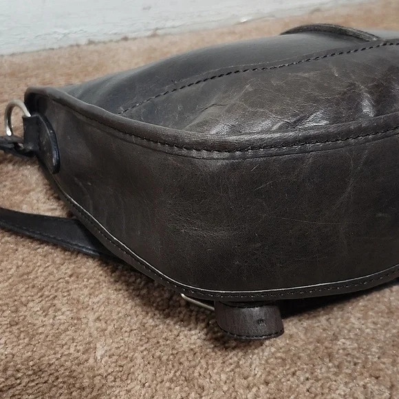 Frye Lucy Taupe Brown Gray Leather Shoulder Crossbody Purse Handbag Bag - Picture 8 of 13